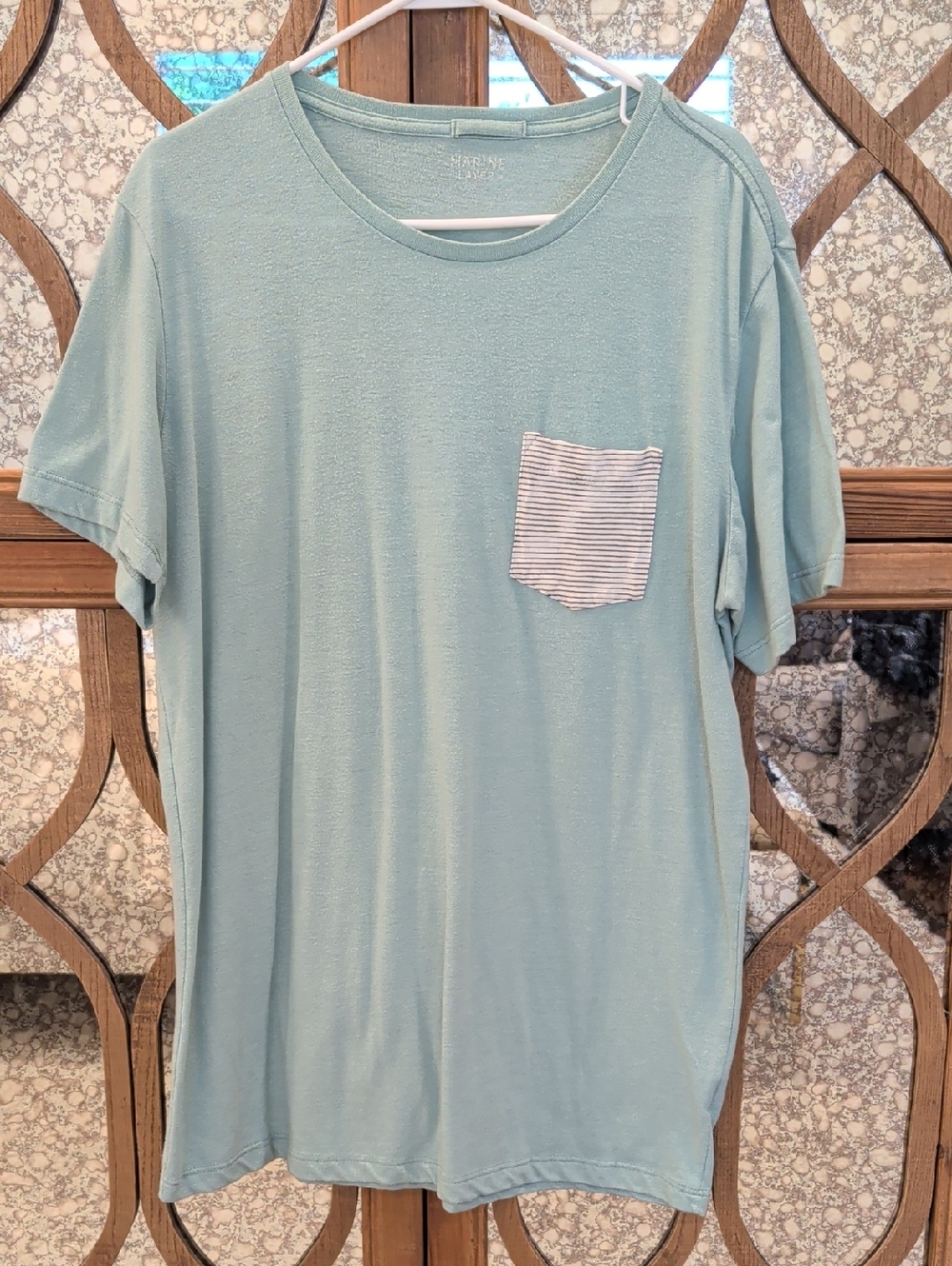 Marine Layer Mint Green Short Sleeve Pocket Tee with Striped Pocket